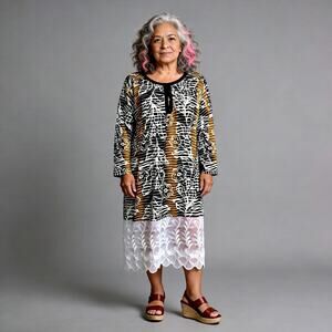 Vintage Jennifer Scott Woman Cotton Blend Floral with Lace Dress 2X Plus Size